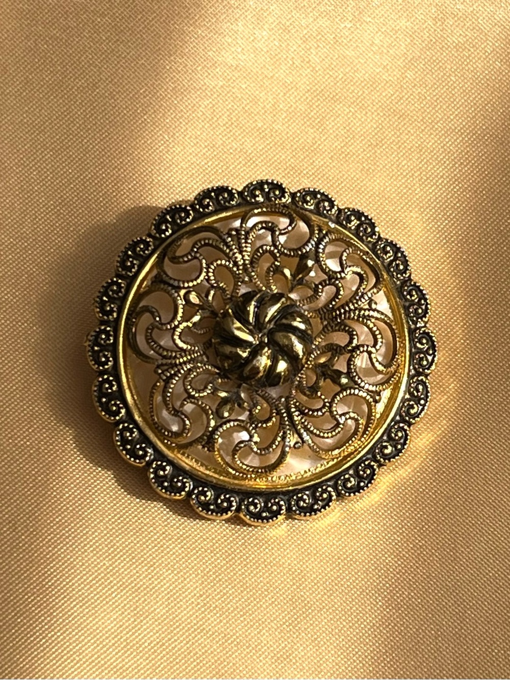 Vintage West Germany Filigree Scarf Clip/Brooch - Gold Tone